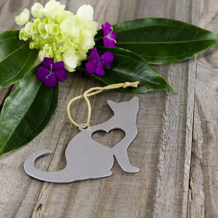 Iron Maid Art – wholesale Ornament – Cat Pet Kitten Metal Holiday Gift Christmas Ornament