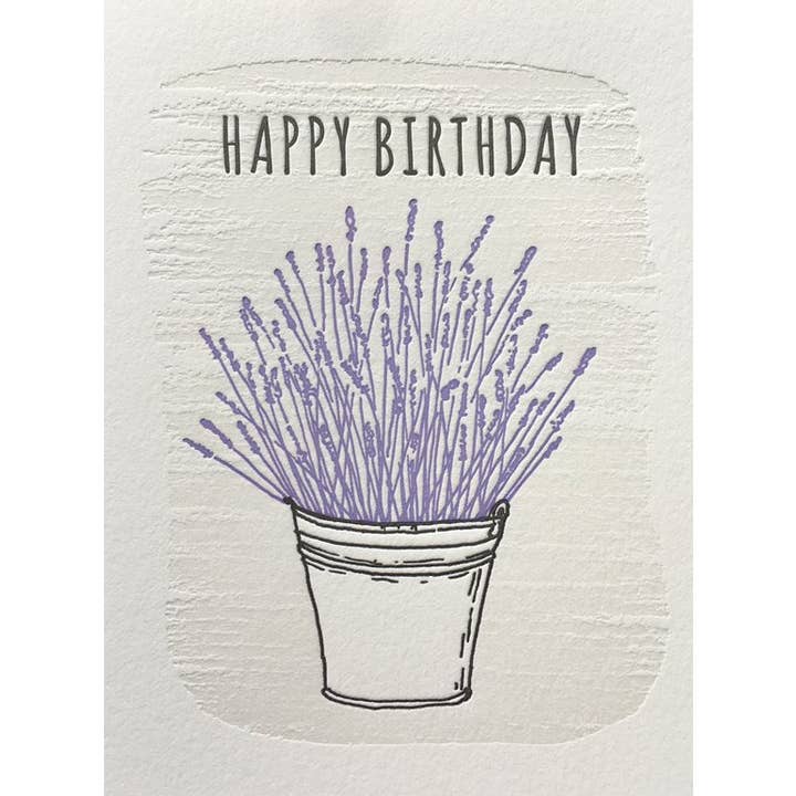 Lucky Bee Press - Wholesale Birthday Card - Happy Birthday Lavender - letterpress card