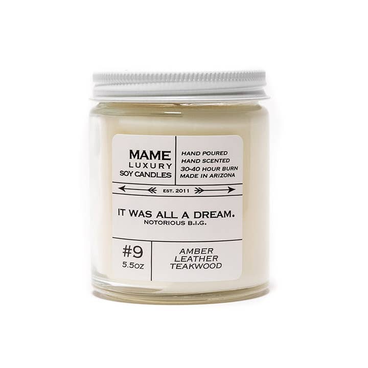 #9 - Amber, Teakwood, Leather Candle for wholesale by MAME Soy Candles