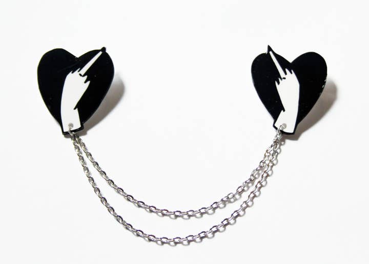 Lovely Middle Finger Handmade Collar Clips for wholesale by Midge Blitz