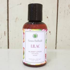 Lilac Mini Soy Lotion Bottle for wholesale by Green Daffodil Bath & Body