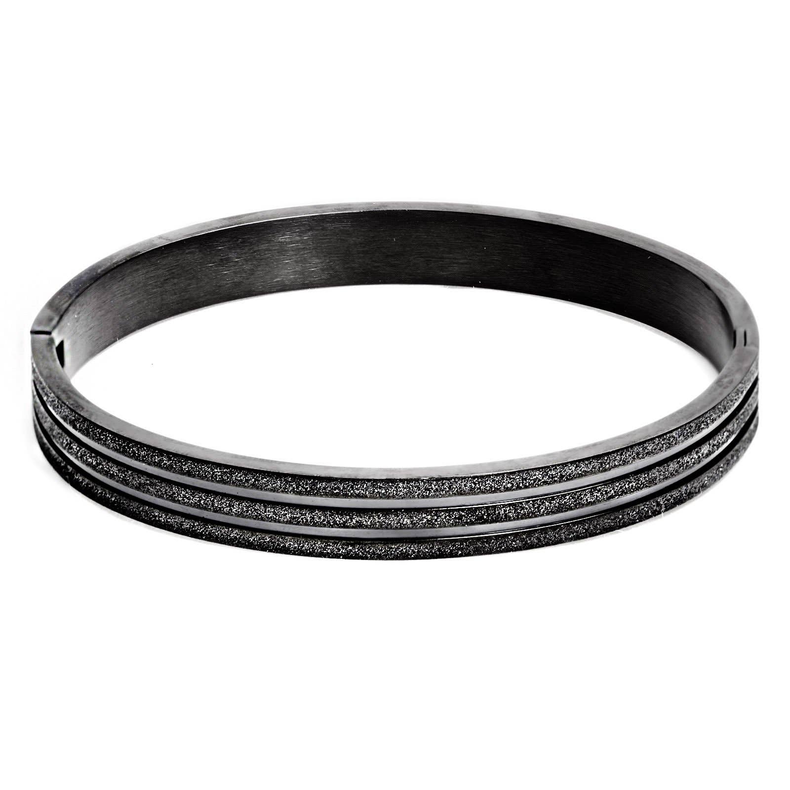 West Coast Jewelry - Wholesale Bangle Bracelet - Women's 8mm Sandblasted Black Plated Bracelet0