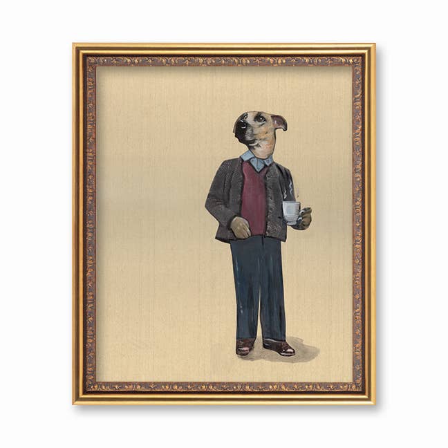 Coffee Dog 8X10 Art Print for wholesale by Pergamo Paper Goods