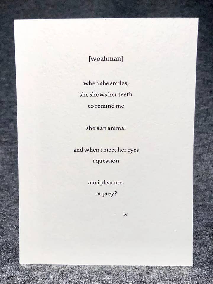 Woahman Poésie pour la vente par My Poet Is A Pervert