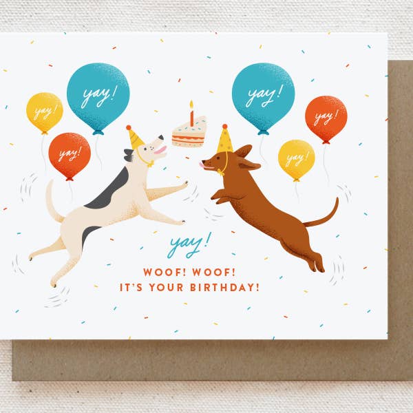 Quirky Paper Co. - Vendita all'ingrosso Biglietti di auguri - Excited Dogs - Biglietto di compleanno