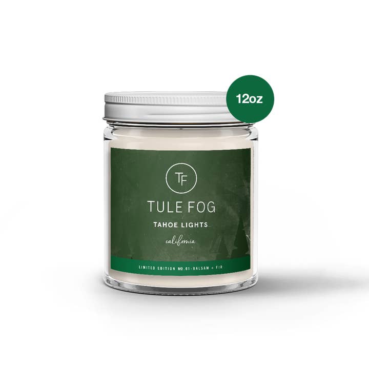 Bougie de soja Tahoe Lights 12 oz pour la vente par Tule Fog Candles