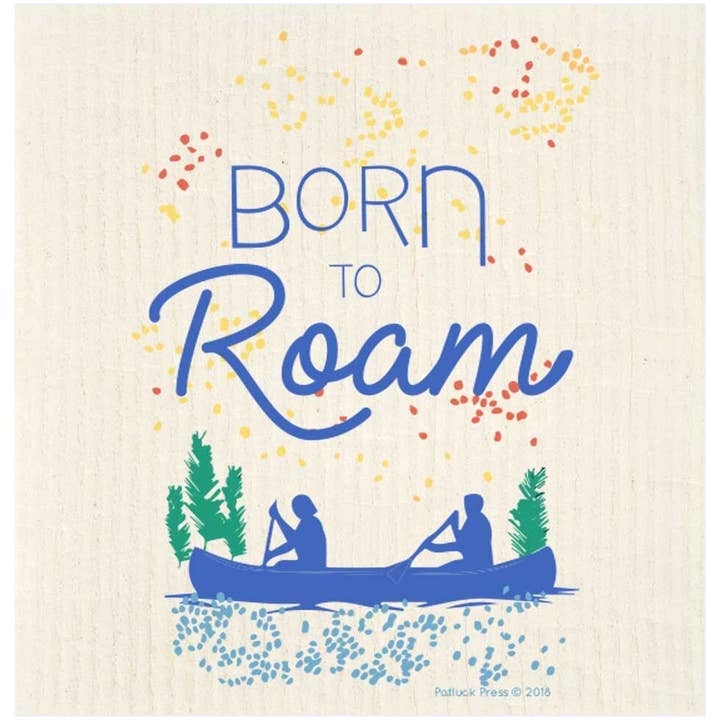 Born to Roam Canoe Starry Sky Swedish Dishcloth for wholesale by Potluck Press