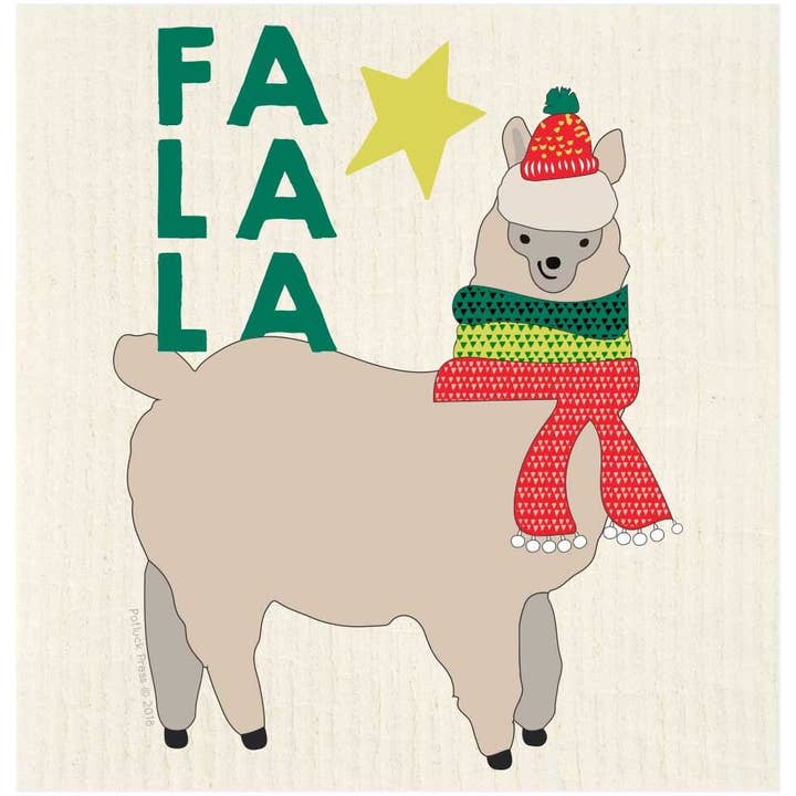 Fa La La Llama Torchon suédois pour la vente par Potluck Press