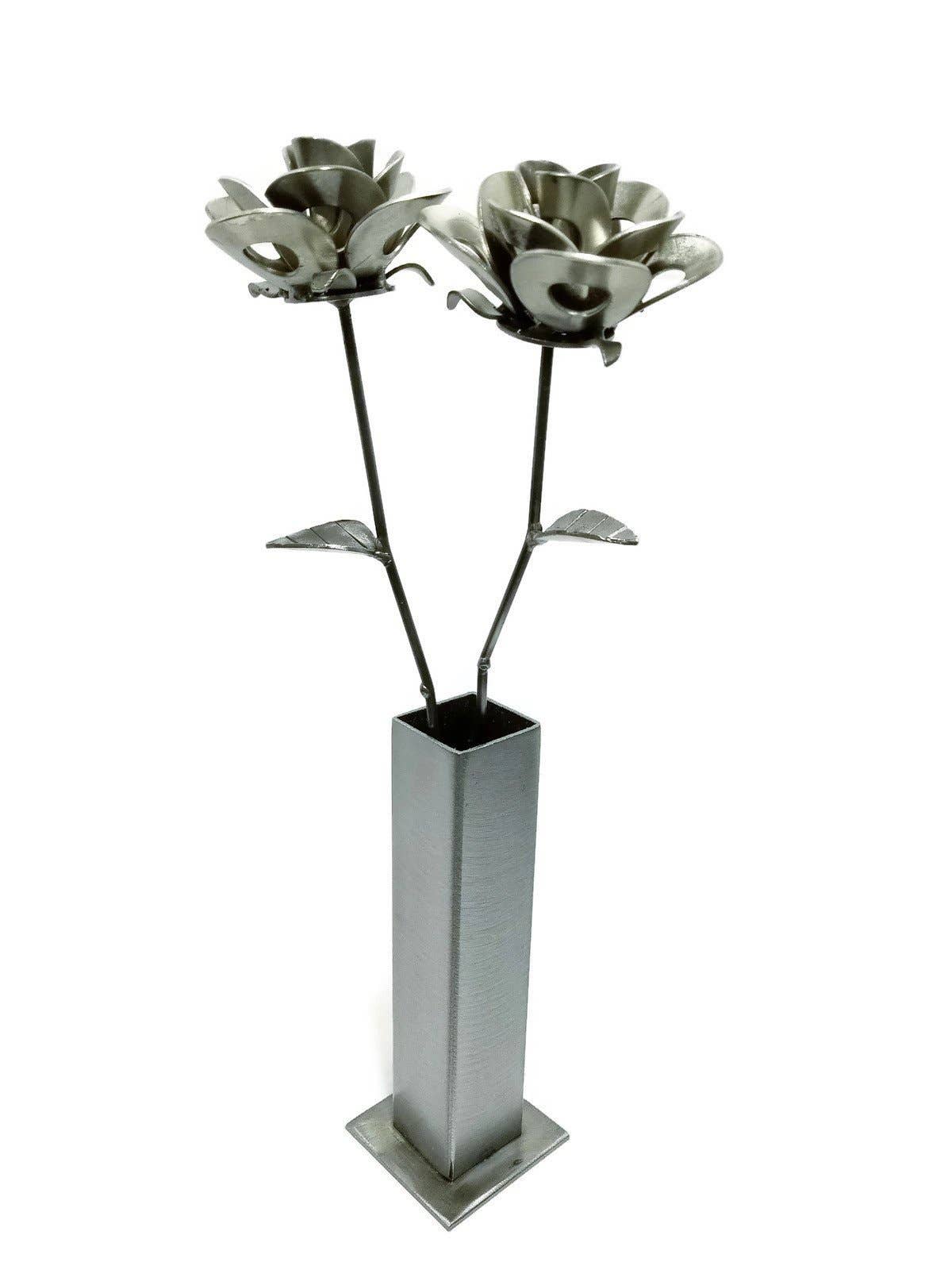 Metal Relic - Wholesale Artificial Flowers - Dual Immortal Roses And Bud Vase2