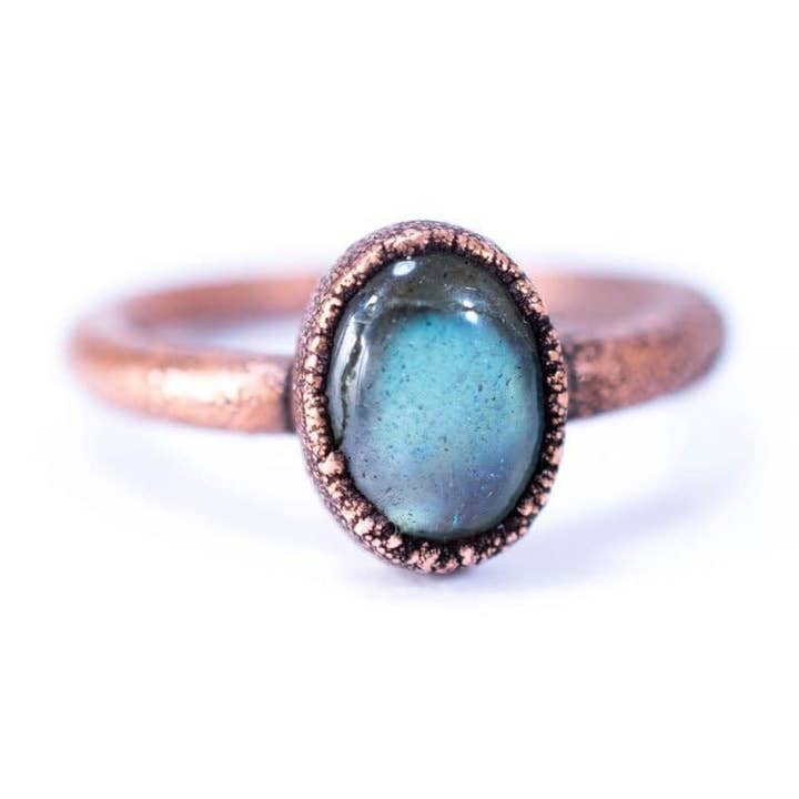HAWKHOUSE - Wholesale Cocktail/Statement Ring - Blue Labradorite Handcrafted Stacking Ring0