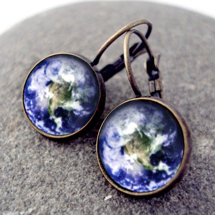 Galaxy Outer Space Earrings - Lever-Back Dangle for wholesale by Yugen Handmade