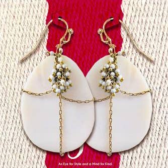Be the Good - Wholesale Dangle Earrings - Shell Cage Dangles Earrings0