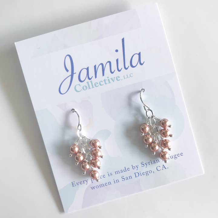 Ranim Cluster Earrings - Rose Gold Pearl for wholesale by Jamila Collective, LLC