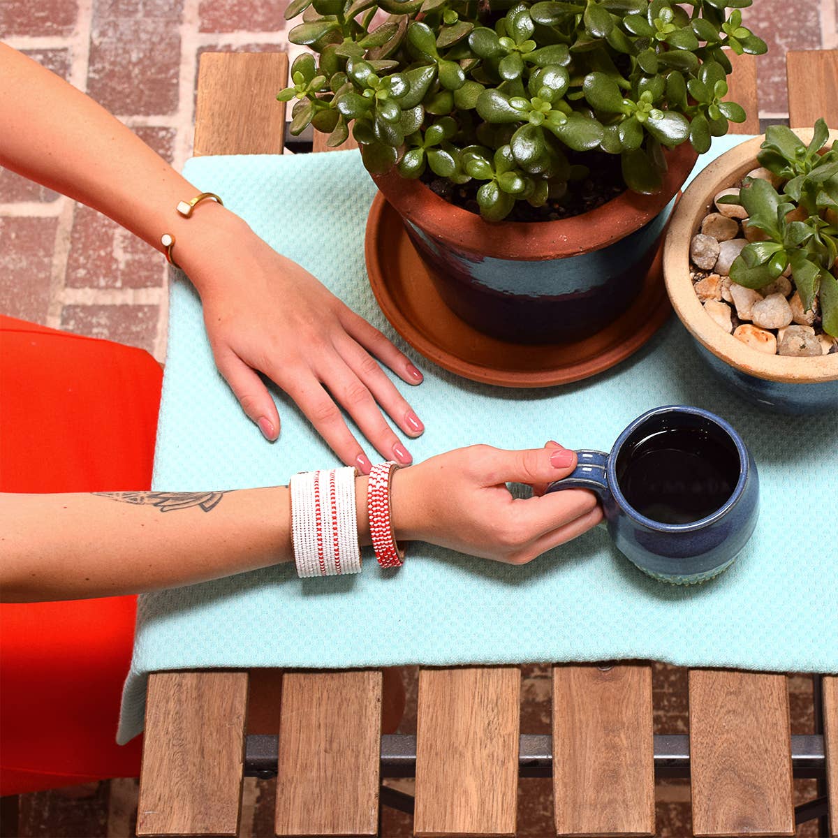 Swahili Coast - Wholesale Cuff Bracelet - Small Red and White Ombre Leather Cuff1