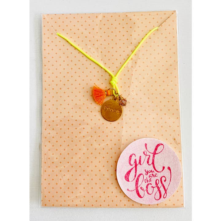 Sweet Little Things Peace Girl you Are the Boss Necklace for wholesale by Sadie’s Moon