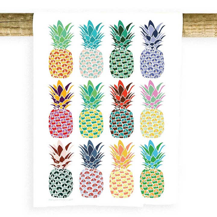 Multi Pineapple Pattern Towel for wholesale by Potluck Press