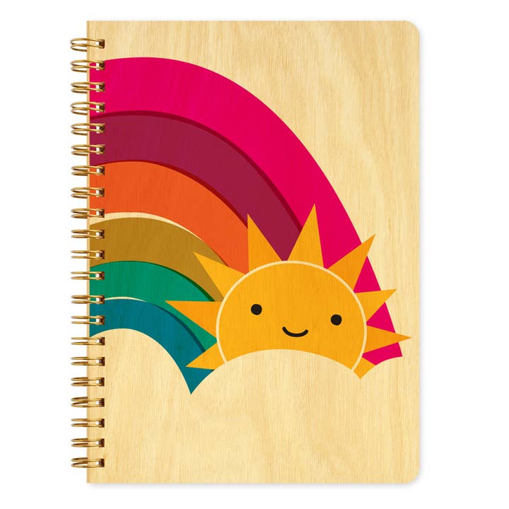 Happy Sun Wood Journal for wholesale by Night Owl Paper Goods