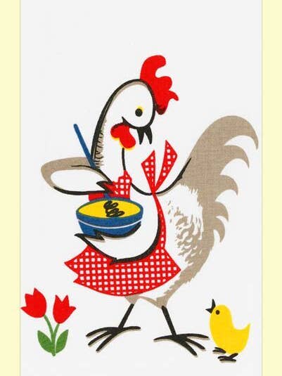 Kitchen Chicken Retro Flour Sack Kitchen Towel for wholesale by Red and White Kitchen Company