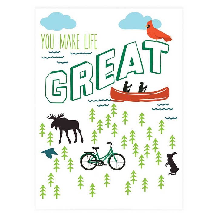 Du gör livet stor kanot hälsningskort för wholesale av Potluck Press