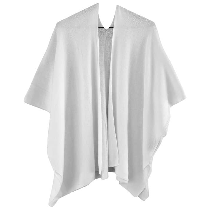 Chloe & Lex - Wholesale Poncho - Women's - Clara Knitted White Pure Cotton Fibers Poncho for Women