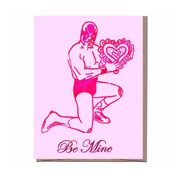 Valentine Luchador Card for wholesale by La Familia Green