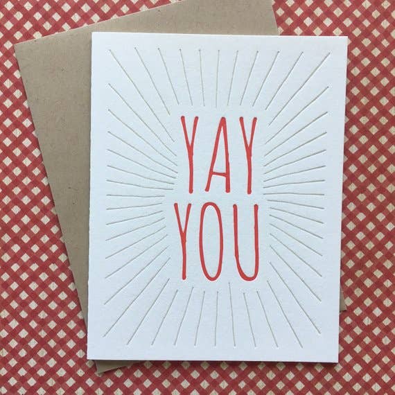 Lucky Bee Press - Wholesale Congratulations Card - Yay You - letterpress card1