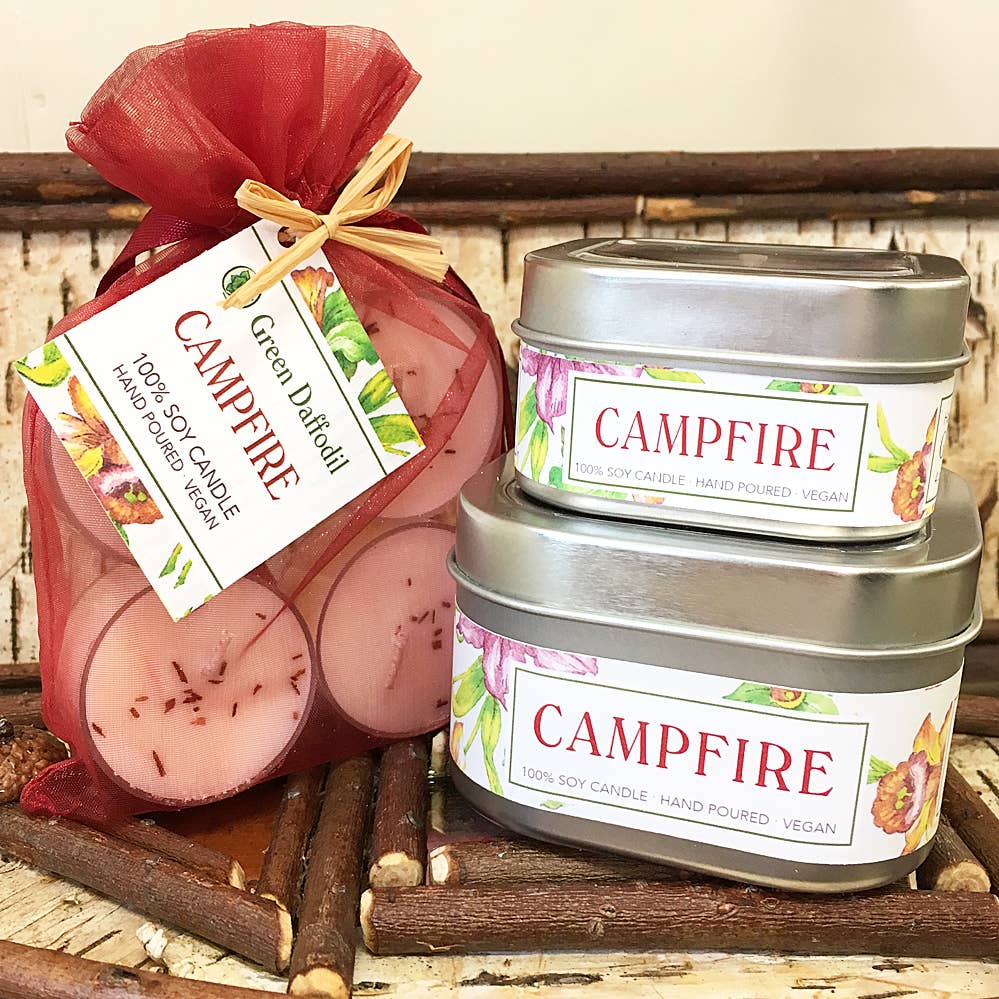 Green Daffodil Bath & Body - Wholesale Tea Light Candles - Campfire Soy Candle Tealight 4-Pack - Smoky Blend2