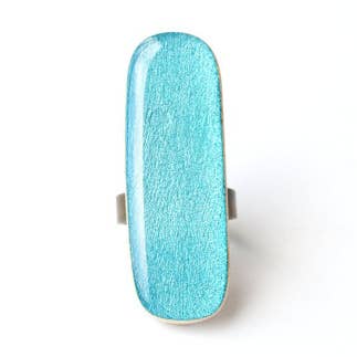 Blue Topaz Long Wood Statement Ring for wholesale by Starlight Woods