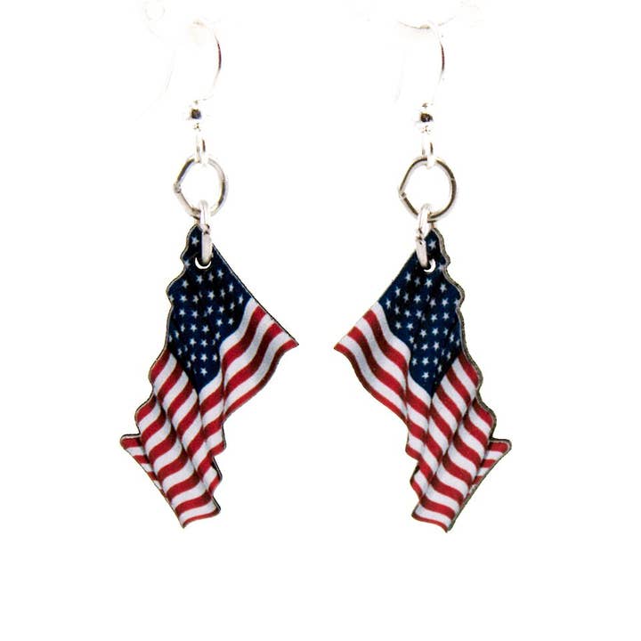 Wuivende oorbellen met Amerikaanse vlag voor wholesale door Green Tree Jewelry