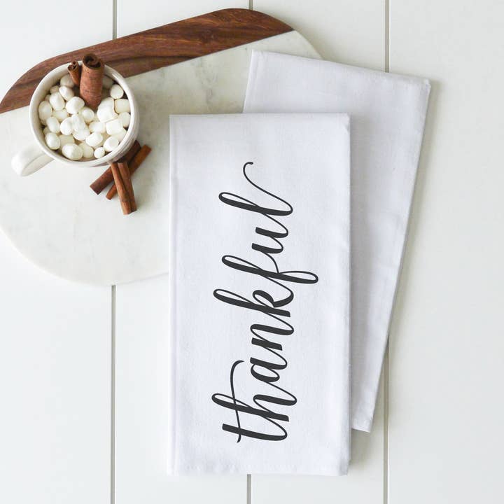 Thankful Tea Towel for wholesale by Porter Lane Home