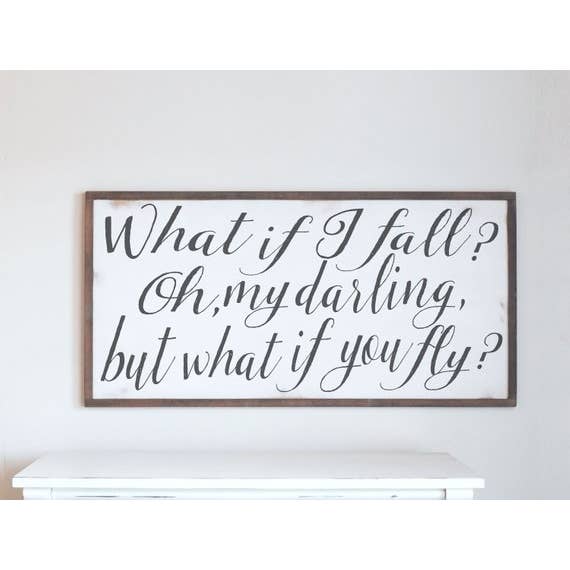 Cartello in legno con scritta «What if I Fall», 22,9 per la vendita all'ingrosso da parte di Willow and Blush Designs