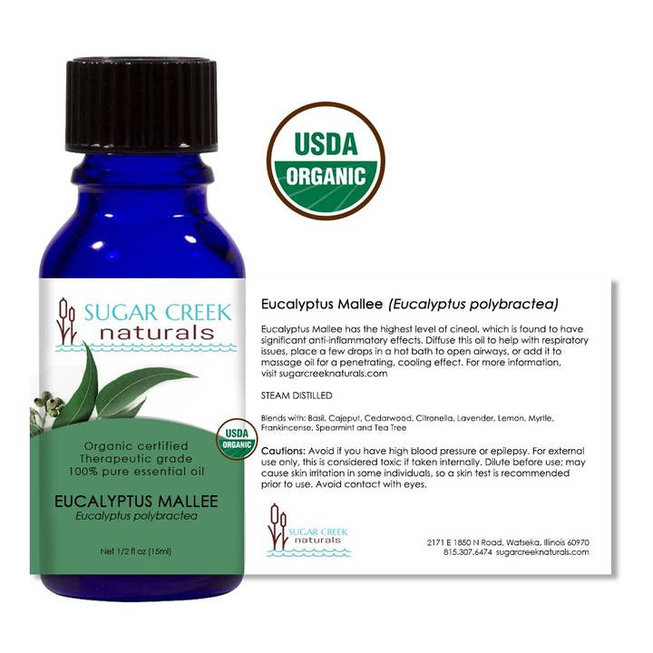 Eucalyptus Blue Mallee Essential Oil - Organic 15ml for wholesale by Sugar Creek Naturals