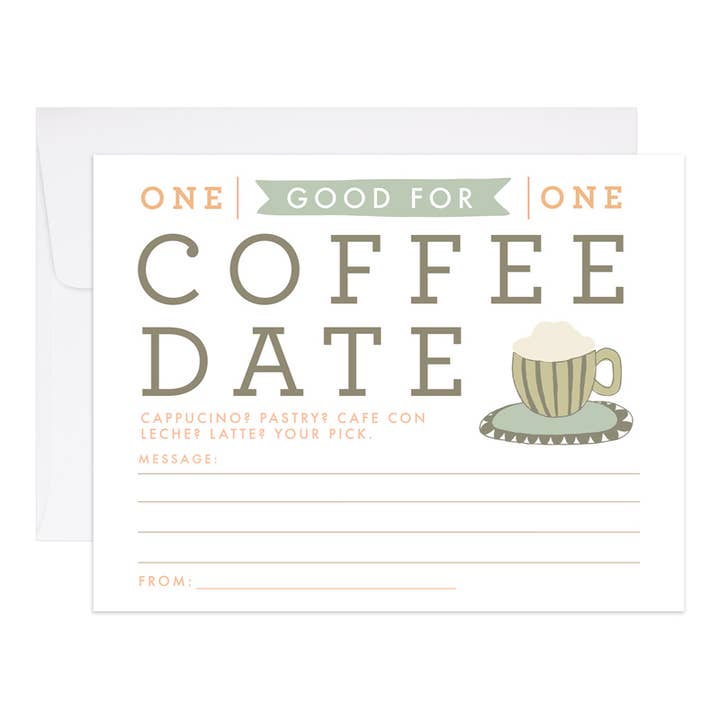 Coffee Date Coupon - Love Card for wholesale by 9th Letter Press