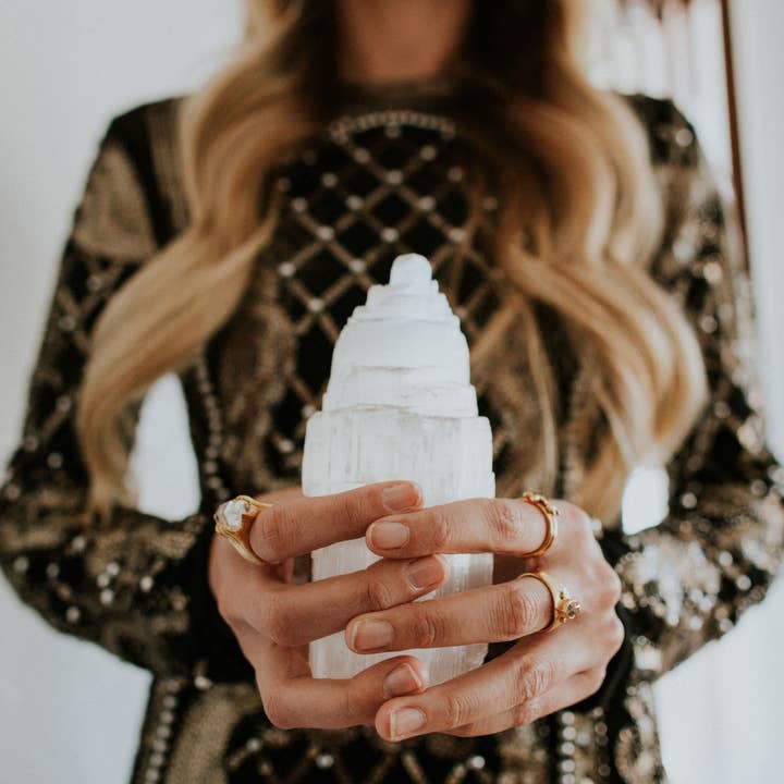 Hiouchi Jewels | Rose & Bolt Grateful Dead Jewelry - Wholesale Accent/Desk Lamp - Small Selenite Lamp4