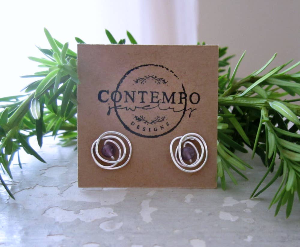 Contempo Jewelry - Vente Clous d'oreille - Boucle d'oreille à tige en améthyste et argent sterling0