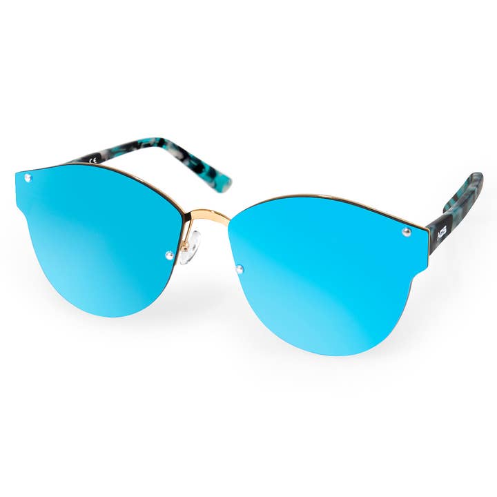 Teal speglade Lolli solglasögon för wholesale av AQS Brand Inc.