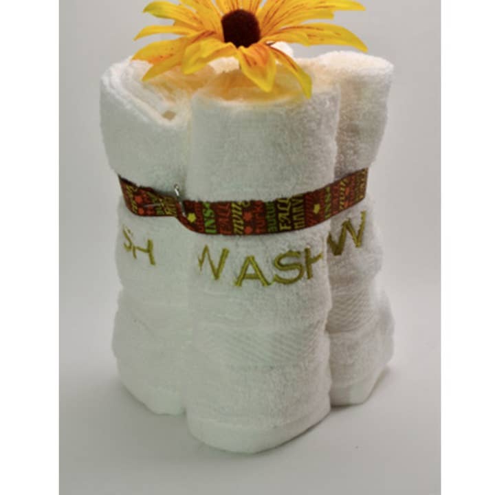 Wash Cloth Bundle w/ Embroidery  "Wash" on all 4  for wholesale by And Sew On... Custom Embroidery and More