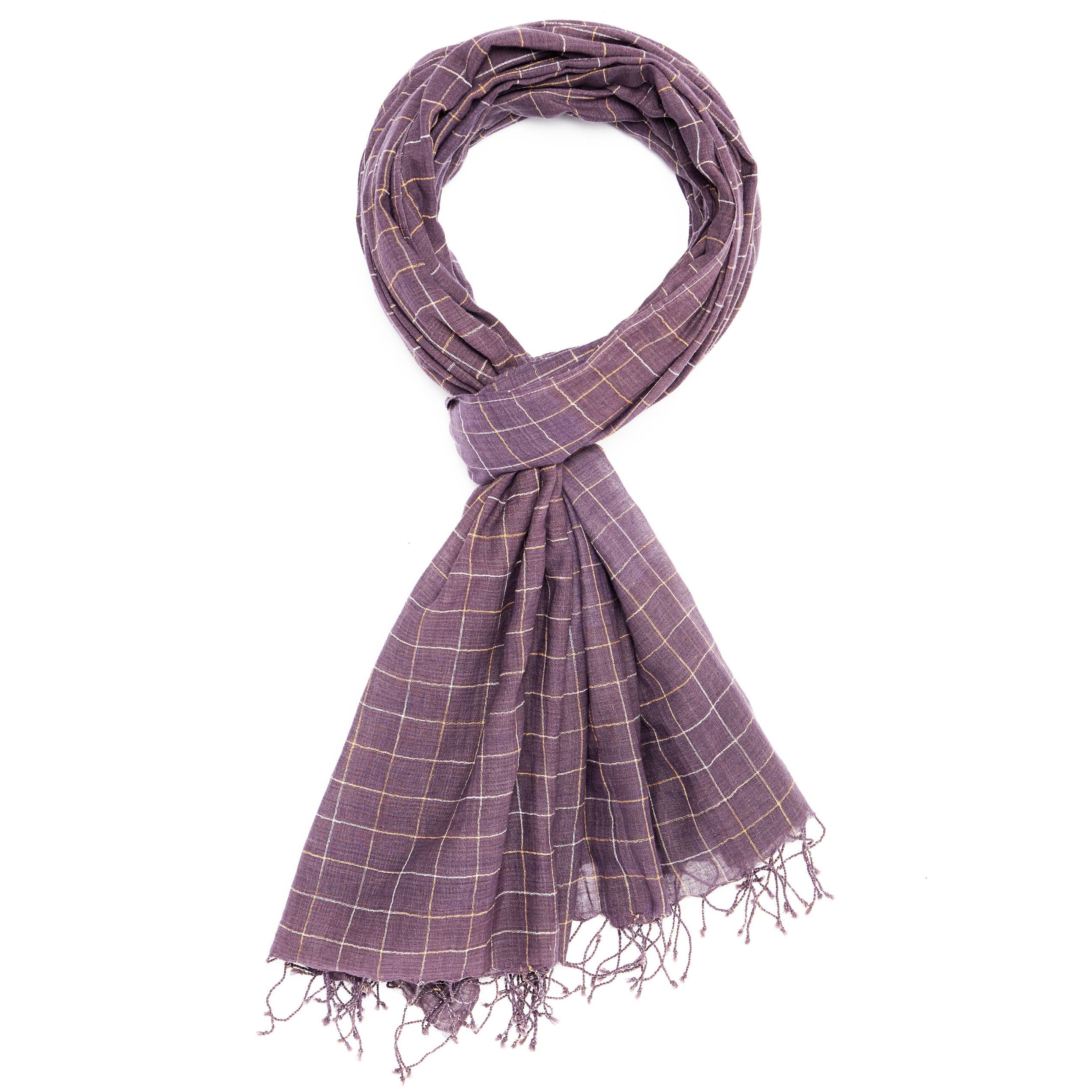 Indigo Handloom - Wholesale Scarf - Women's - Crosshatch - Brown0