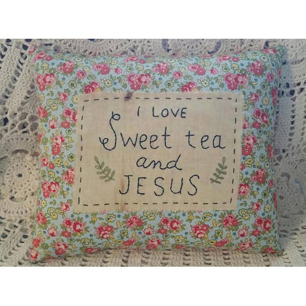 Scraps of the Past - Wholesale Throw/Decorative Pillow - Sweet Tea and Jesus Pillow