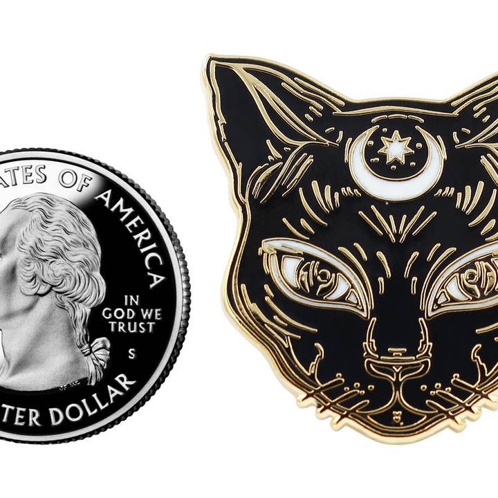 Real Sic – Großhandel Anstecker/Button – Luna The Black Cat Kitty Halloween Hexenkatze Emaille Pin