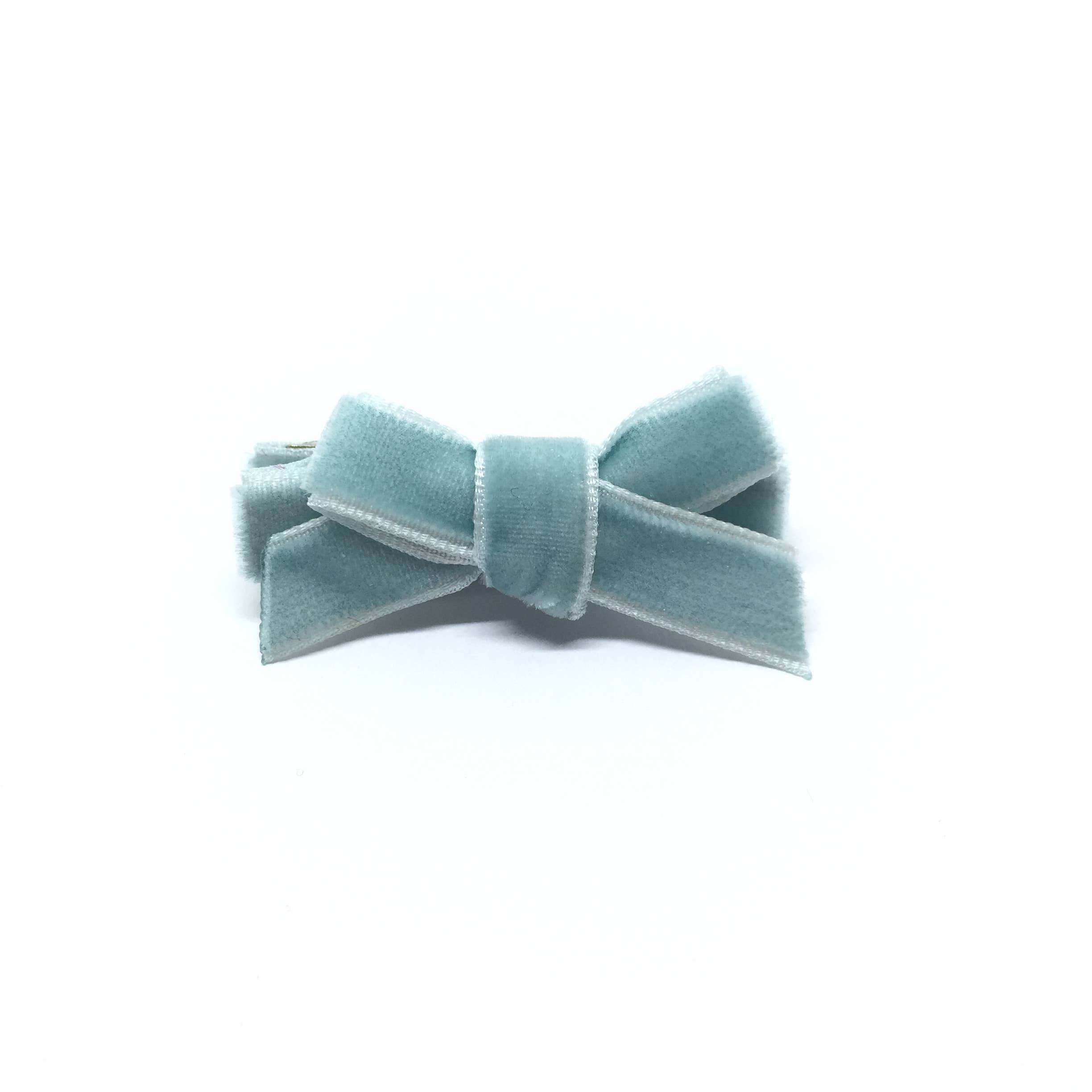 The Tiny Bow Shop - Wholesale Hair Bow - Kids - Sky Blue Velvet Mini Hair Bow0