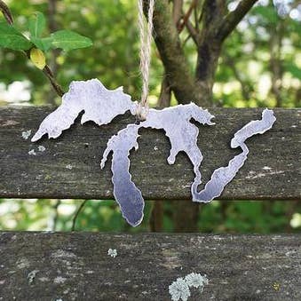 Great Lakes Rustic Steel Ornament Michigan Wisconsin for wholesale by BE Creations & Designs, Inc.