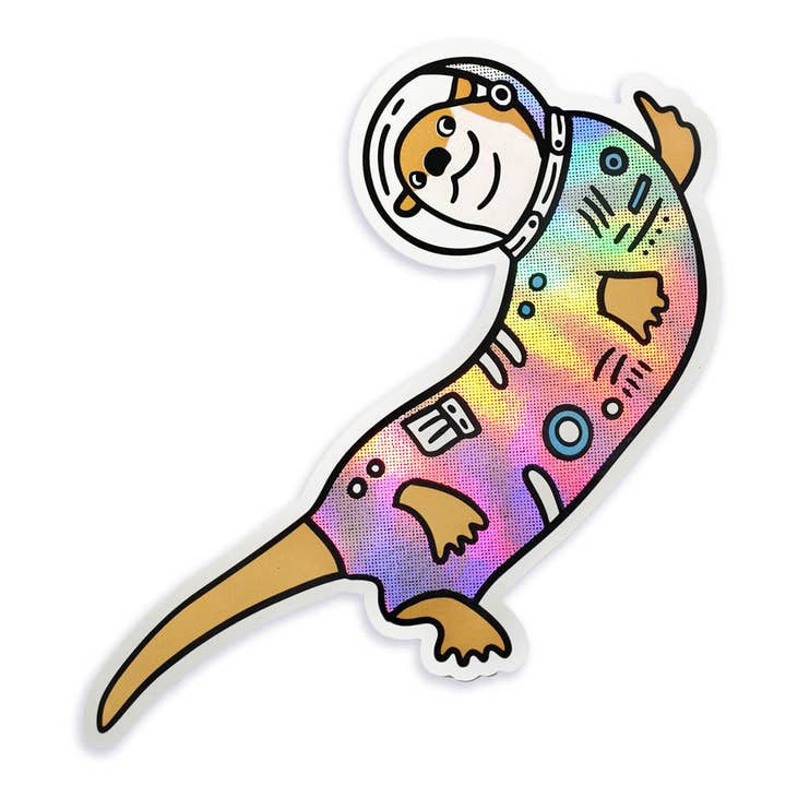Holografischer Aufkleber Space Otter für den Großhandel von Compoco