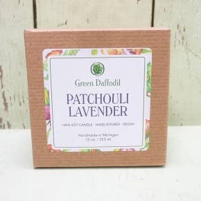 Green Daffodil Bath & Body - Wholesale Jar/Filled Candle - Patchouli Lavender Soy Candle in Large Glass Cube1
