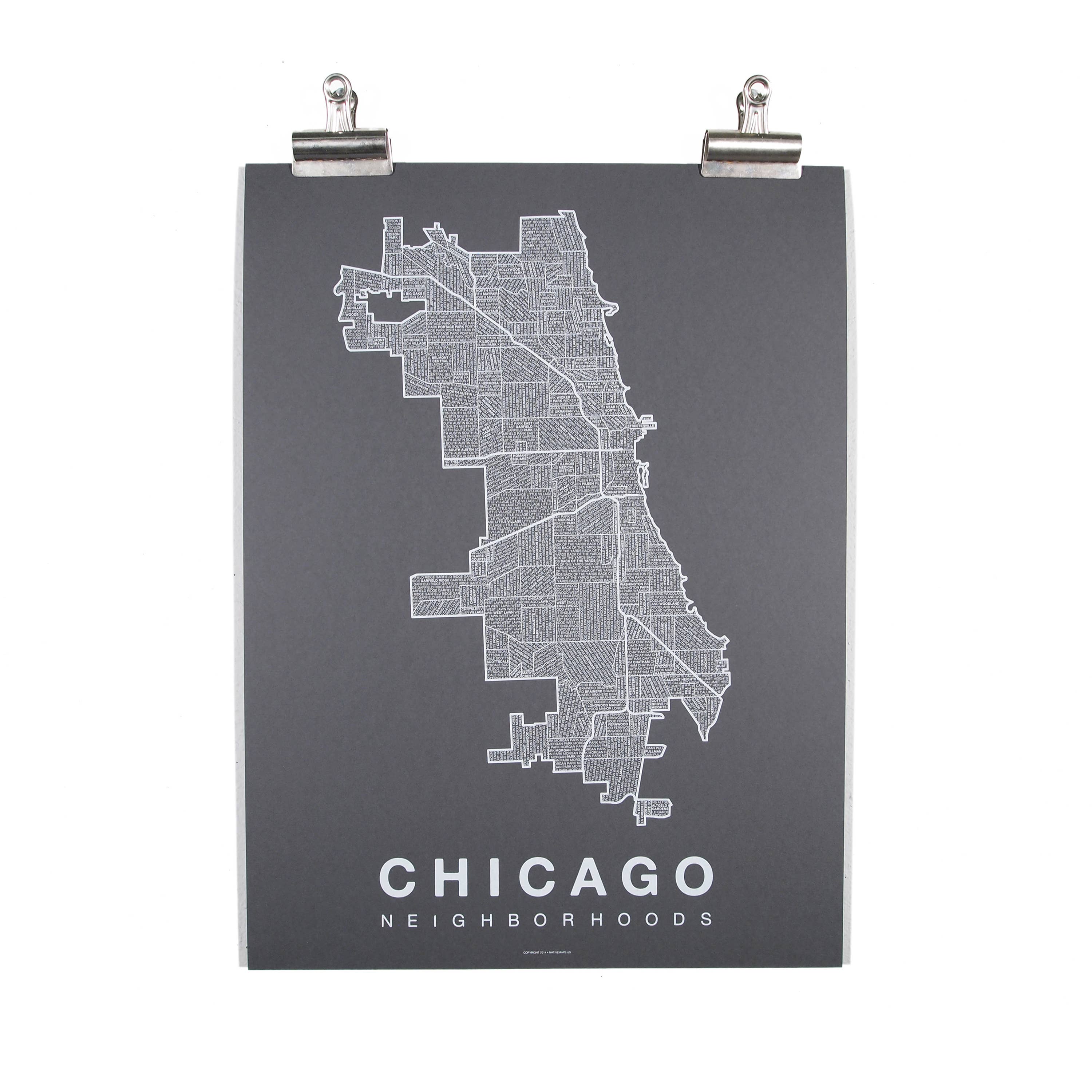 Native Maps - Wholesale Poster - Chicago, IL Neighborhood City Map Poster1