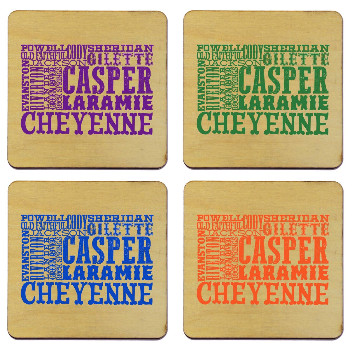 Torched Products - Wholesale Coasters - State Typography Coaster- Set of 451