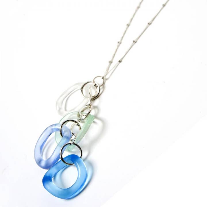 WAVE CHANDELIER NECKLACE Sterling Silver for wholesale by Smart Glass Recycled Jewelry