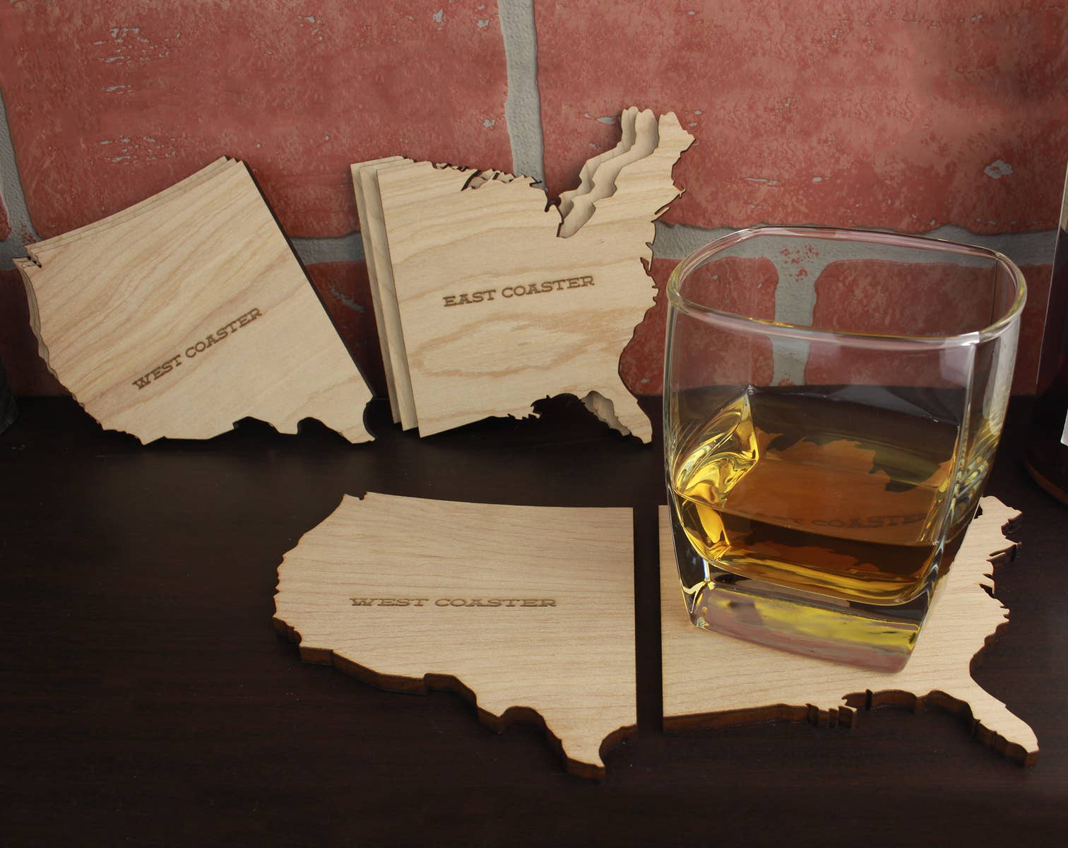 Torched Products - Wholesale Coasters - East & West Wood Coaster- East Coast and West Coast5