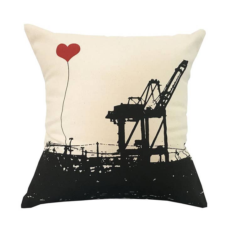 Oreiller en toile carrée Oakland Single Crane 16 po x 16 po pour la vente par noteify