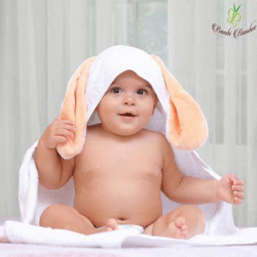 Amber Bunny - Bamboo Baby Hooded Towel & 2 Washcloth set for wholesale by Kloud Bambu | Bamboo Towels & Blankets